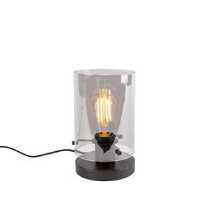 QAZQA Design tafellamp zwart met smoke glas - Dome