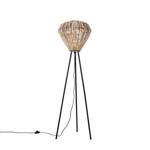 qazqa Orientalische Stehlampe beige mit Perlen - Moti - Beige