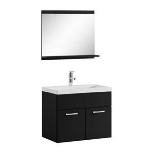 Badplaats Badkamermeubel Montreal Set 02 60 x 35 cm - Mat zwart - Badmeubel met Spiegel