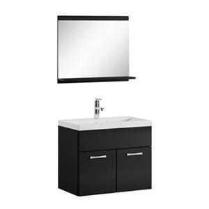 Badplaats Badkamermeubel Montreal Set 02  60 x 35 cm - Zwart Hoogglans - Badmeubel met spiegel