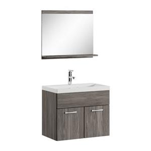 Badplaats Badkamermeubel Montreal Set 02 60 x 35 cm - Grijs Eiken - Badmeubel met Spiegel