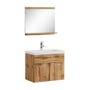 Badplaats Badkamermeubel Montreal Set 02 60 x 35 cm - Eiken - Badmeubel met Spiegel