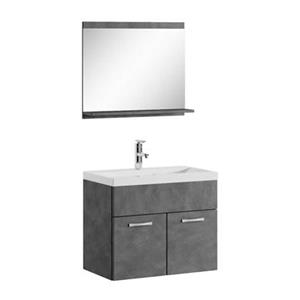 Badplaats Badkamermeubel Montreal Set 02 60 x 35 cm - Donker Grijs - Badmeubel met Spiegel