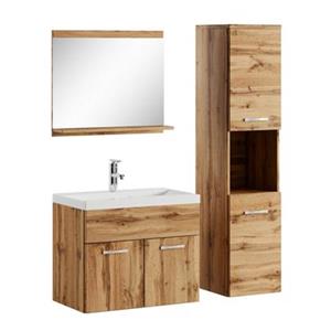 Badplaats Badkamermeubel Set Montreal 60 x 35 cm - Eiken - Badmeubel met spiegel en zijkast