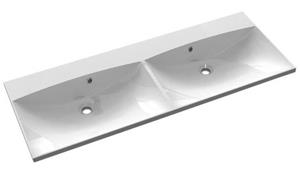 Maria mineraalmarmer dubbele wastafel zonder kraangaten 120x46 wit