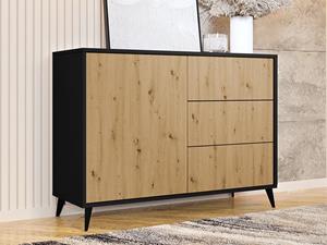 Mobistoxx Commode OVERMARS 1 deur 3 lades zwart/artisan eik