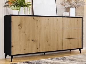 Mobistoxx Commode OVERMARS 2 deuren 3 lades zwart/artisan eik
