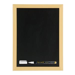 Securit Zwart krijtbord met teak houten rand x 60 cm inclusief stift -