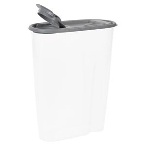 Excellent Houseware Voedselcontainer strooibus - grijs - 2,2 liter - kunststof - 20 x 9,5 x 23,5 cm -