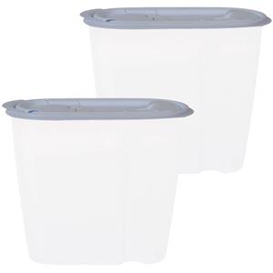 Excellent Houseware Voedselcontainer strooibus - 2x - blauw - 1,5 liter - kunststof - 19,5 x 9,5 x 17 cm -