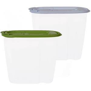 Excellent Houseware Voedselcontainer strooibus - groen en blauw - 1,5 liter - kunststof - 19 x 9,5 x 17 cm -