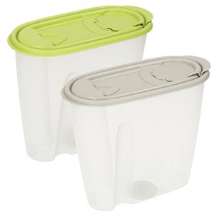 Excellent Houseware Voedselcontainer strooibus - groen en grijs - 1,5 liter - kunststof - 19 x 9,5 x 17 cm -