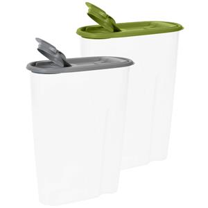 Excellent Houseware Voedselcontainer strooibus - groen en grijs - 2,2 liter - kunststof - 20 x 9,5 x 23.5 cm -