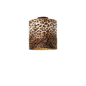 qazqa Deckenleuchte mattschwarz Leopardenmuster 25 cm - Kombi - Leo
