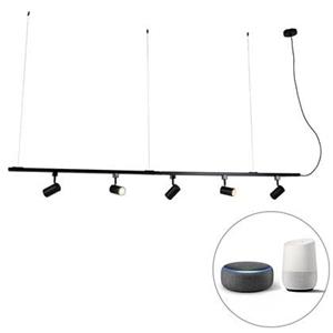 qazqa Smart hang railsysteem zwart 1-fase incl. 5 Wifi GU10 - Jeana - Schwarz