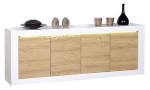 Ameubelment Dressoir Karma 220 cm breed - Hoogglans wit met Eiken
