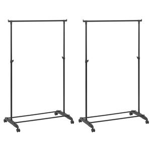 5five Kledingrek met enkele stang - 2x - kunststof/metaal - zwart - 80 x x 160 cm -