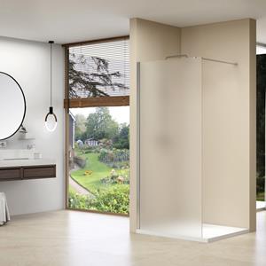 Van Rijn Inloopdouche  ST01 Met Stabilisatiestang 100x200 cm Melkglas 8 mm Chroom