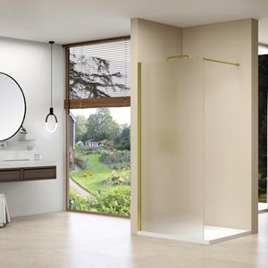 Van Rijn Inloopdouche  ST01 Met Stabilisatiestang 120x200 cm Melkglas 8 mm Messing Goud