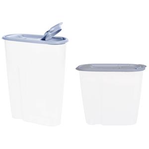 Excellent Houseware Voedselcontainer strooibus - wit - 1,5 en 2,2 liter - kunststof -