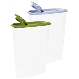 Excellent Houseware Voedselcontainer strooibus - groen en wit - 2,2 liter - kunststof - 20 x 9.5 x 23.5 cm -