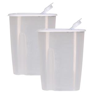 Excellent Houseware Voedselcontainer strooibus - 2x - wit - 2,2 liter - kunststof - 20 x 9,5 x 23,5 cm -