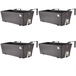 Casaria Plantenbak Polyrotan 4 Stuks Bruin
