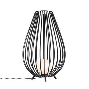 QAZQA Design buiten vloerlamp zwart met opaal glas 70 cm IP44 - Angela