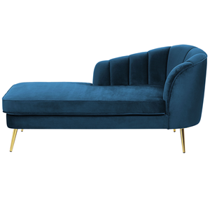 BELIANI Chaise longue rechtszijdig fluweel marineblauw ALLIER