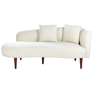 BELIANI Chaise longue linkszijdig fluweel crème CHAUMONT