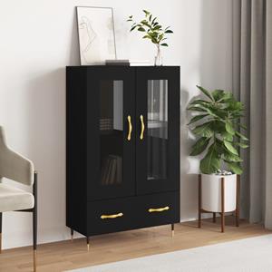 VidaXL Hoge kast 69,5x31x115 cm bewerkt hout zwart