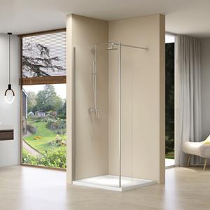 Van rijn Inloopdouche  ST01 Met Zijwand Helder Glas 120-30x200 cm 8 mm Chroom