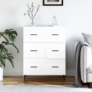 VidaXL Dressoir 69,5x34x90 cm bewerkt hout hoogglans wit