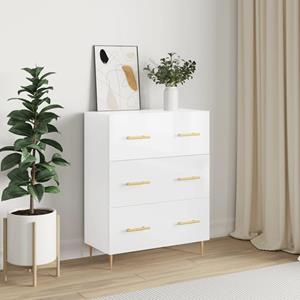 VidaXL Dressoir 69,5x34x90 cm bewerkt hout hoogglans wit
