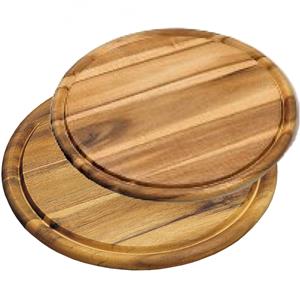 Kesper Houten broodplanken/serveerplanken 2x stuks rond met sapgroef 25 en 30 cm -