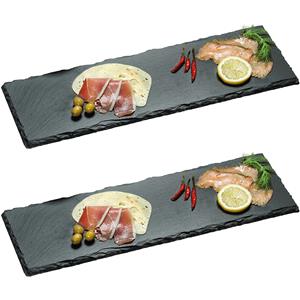 2x Leisteen serveerplanken 18 x 56 cm -