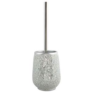 MSV Toilet|wc-borstel houder Scarlett - kunststeen - zilver - 36 cm