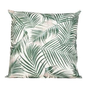 Anna's Collection buitenkussen palm - wit|groen - 60 x 60 cm