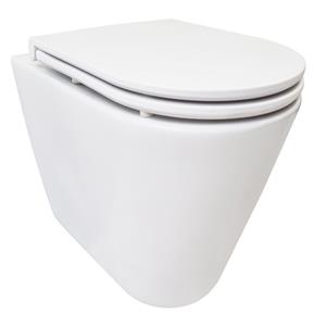 Wiesbaden Rimless Wandcloset  Flatline Mat Wit Met Flatline Toiletzitting Softclose En Quick Release Mat Wit