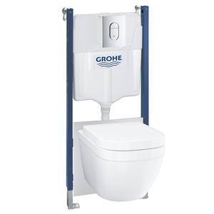 Grohe Euro Ceramic toiletset - Solido inbouwreservoir - spoelrandloos - softclose zitting - bedieningsplaat chroom - glans wit 39535000