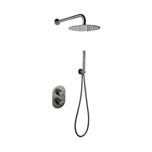 Sanilux Doucheset  Rubb Inbouw Met Thermostaat, Douchekop 25 cm, Doucheslang en Handdouche Gunmetal