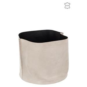 J-Line Opbergmand Rond Laag Leder Beige