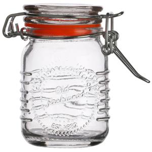 Voorraadpotje/kruidenpotje - mini - 70 ml - glas - met beugelsluiting - D5 x H8 cm -