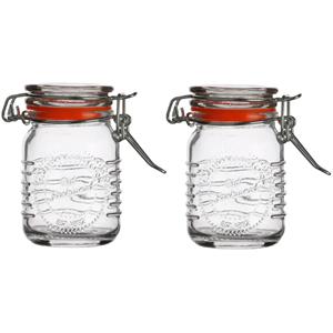 Urban Living Voorraadpotje/kruidenpotje - 2x - mini - 70 ml - glas - met beugelsluiting - D5 x H8 cm -