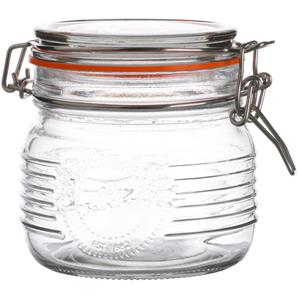 Urban Living Voorraadpot/bewaarpot - 500 ml - glas - met beugelsluiting - D11 x H11 cm -