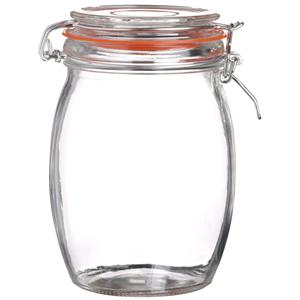 Urban Living Voorraadpot/bewaarpot - 1L - glas - met beugelsluiting - D10 x H17 cm -