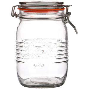 Urban Living Voorraadpot/bewaarpot - 1L - glas - met beugelsluiting - D14 x H17 cm -