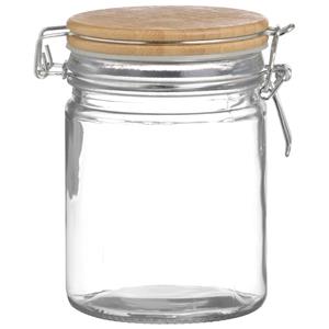 Urban Living Voorraadpot/bewaarpot - 700 ml - glas - met beugelsluiting - bamboe deksel -