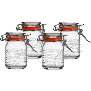 Urban Living Voorraadpotje/kruidenpotje - 4x - mini - 70 ml - glas - met beugelsluiting - D5 x H8 cm -