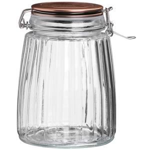 Urban Living Voorraadpot/bewaarpot - 1,5L - glas - met beugelsluiting - koperen deksel -